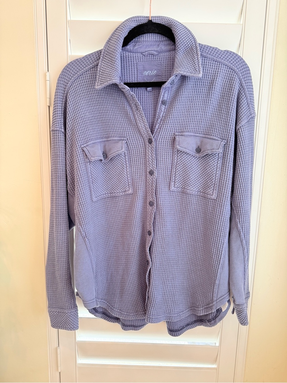 Aerie Lavender Waffle Knit Button Front XS - Picture 7 of 8